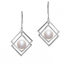 8-9mm AAA Quality Freshwater Cultured Pearl Earring Pair in Lilian White