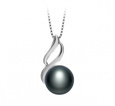 10-11mm AAA Quality Freshwater Cultured Pearl Pendant in Adalia Black