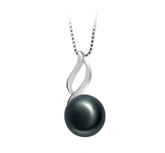 10-11mm AAA Quality Freshwater Cultured Pearl Pendant in Adalia Black