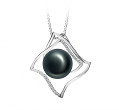 10-11mm AAA Quality Freshwater Cultured Pearl Pendant in Freda Black