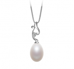 10-11mm AA - Drop Quality Freshwater Cultured Pearl Pendant in Benita White