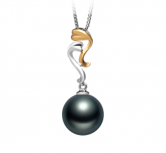 10-11mm AAA Quality Tahitian Cultured Pearl Pendant in Brianna Black