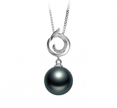 10-11mm AAA Quality Tahitian Cultured Pearl Pendant in Linda Black