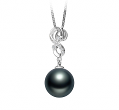 10-11mm AAA Quality Tahitian Cultured Pearl Pendant in Virginia Black