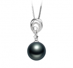 10-11mm AAA Quality Tahitian Cultured Pearl Pendant in Meredith Black