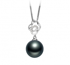 10-11mm AAA Quality Tahitian Cultured Pearl Pendant in Yael Black