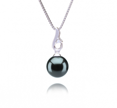 9-10mm AAA Quality Tahitian Cultured Pearl Pendant in Courtney Black