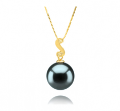10-11mm AAA Quality Tahitian Cultured Pearl Pendant in Gisela Black