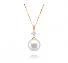 10-11mm AAA Quality South Sea Cultured Pearl Pendant in Hilda White