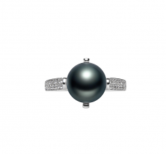 8-9mm AAA Quality Freshwater Cultured Pearl Ring in Erica Black