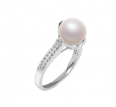 8-9mm AAA Quality Freshwater Cultured Pearl Ring in Erica White