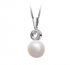 9-10mm AA Quality Freshwater Cultured Pearl Pendant in Sonia White