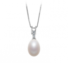 10-11mm AA - Drop Quality Freshwater Cultured Pearl Pendant in Pomona White