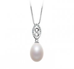 10-11mm AA - Drop Quality Freshwater Cultured Pearl Pendant in Olina White