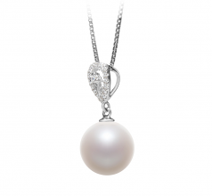 10-11mm AAAA Quality Freshwater Cultured Pearl Pendant in Regina White