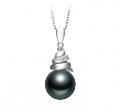 10-11mm AAA Quality Tahitian Cultured Pearl Pendant in Romola Black