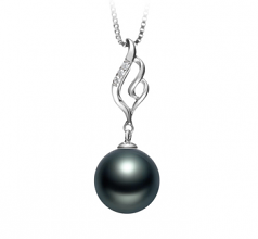 10-11mm AAA Quality Tahitian Cultured Pearl Pendant in Loretta Black