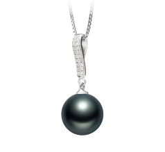 10-11mm AAA Quality Tahitian Cultured Pearl Pendant in Talitha Black