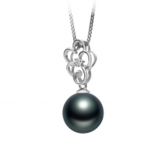 10-11mm AAA Quality Tahitian Cultured Pearl Pendant in Hilary Black