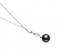 10-11mm AAA Quality Tahitian Cultured Pearl Pendant in Leah Black