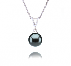 9-10mm AAA Quality Tahitian Cultured Pearl Pendant in Vondra Black
