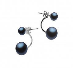 6-11mm AAA Quality Freshwater Cultured Pearl Earring Pair in Zelda Black