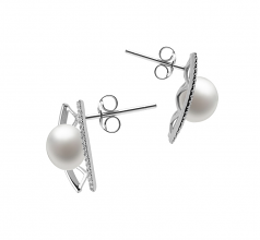 8-9mm AAA Quality Freshwater Cultured Pearl Earring Pair in Odelia White