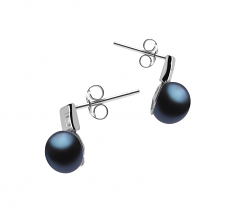 8-9mm AAA Quality Freshwater Cultured Pearl Earring Pair in Lolly Black