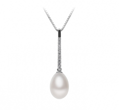 10-11mm AA - Drop Quality Freshwater Cultured Pearl Pendant in Adra White