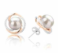 8-9mm AAAA Quality Freshwater Cultured Pearl Earring Pair in Zina White