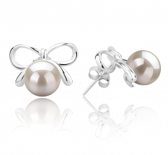 8-9mm AAAA Quality Freshwater Cultured Pearl Earring Pair in Kayla White