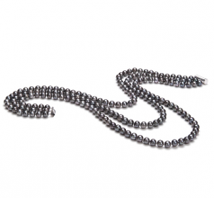 6-7mm AA Quality Freshwater Cultured Pearl Necklace in Aline Black