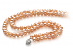 6-7mm A Quality Freshwater Cultured Pearl Necklace in Jara Pink