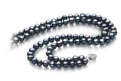 6-7mm A Quality Freshwater Cultured Pearl Necklace in Eliana Black