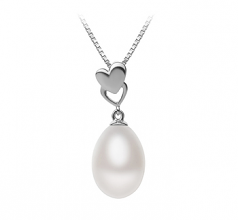 10-11mm AA - Drop Quality Freshwater Cultured Pearl Pendant in Rea White