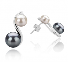 5-8mm AA Quality Freshwater Cultured Pearl Earring Pair in Elida Black