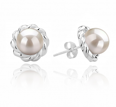 8-9mm AAAA Quality Freshwater Cultured Pearl Earring Pair in Bessie White