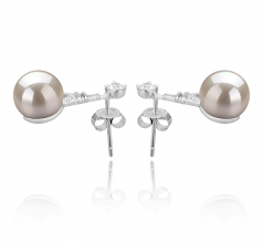 8-9mm AAAA Quality Freshwater Cultured Pearl Earring Pair in Eiffer-Tower White