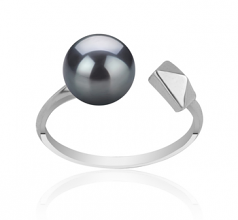 7-8mm AAAA Quality Freshwater Cultured Pearl Ring in Alma Black
