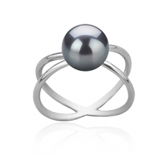 8-9mm AAA Quality Freshwater Cultured Pearl Ring in Esty Black