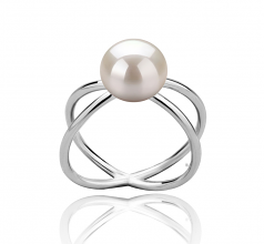 8-9mm AAA Quality Freshwater Cultured Pearl Ring in Esty White