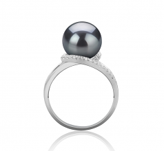 9-10mm AAA Quality Tahitian Cultured Pearl Ring in Royisal Black