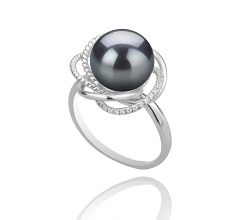 9-10mm AAA Quality Tahitian Cultured Pearl Ring in Bobbie Black