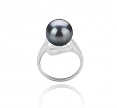 10-11mm AAA Quality Tahitian Cultured Pearl Ring in Maddie Black