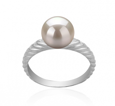 8-9mm AAAA Quality Freshwater Cultured Pearl Ring in Mada White