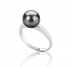 8-9mm AAAA Quality Freshwater Cultured Pearl Ring in Mada Black