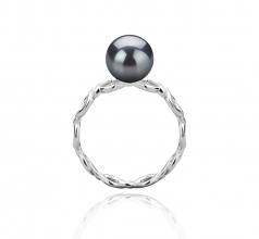 7-8mm AAAA Quality Freshwater Cultured Pearl Ring in Wave Black