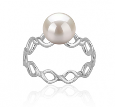 7-8mm AAAA Quality Freshwater Cultured Pearl Ring in Wave White