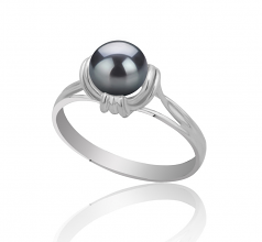 6-7mm AAAA Quality Freshwater Cultured Pearl Ring in Joy Black