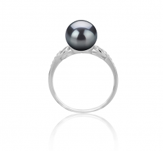 8-9mm AAAA Quality Freshwater Cultured Pearl Ring in Eunice Black